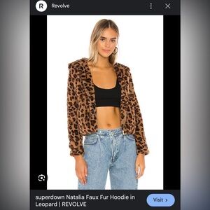 Revolve Faux Fur Hoodie in Leopard